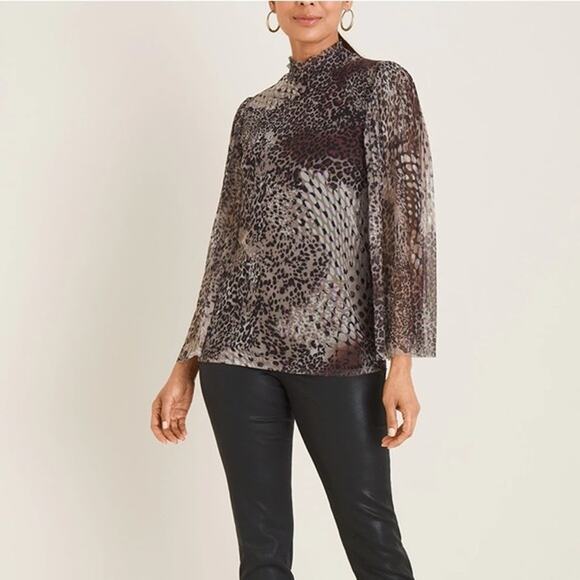 Chico’s NWT Cheetah & Snake Print Sheer Overlay Mesh Top Large - Picture 11 of 11